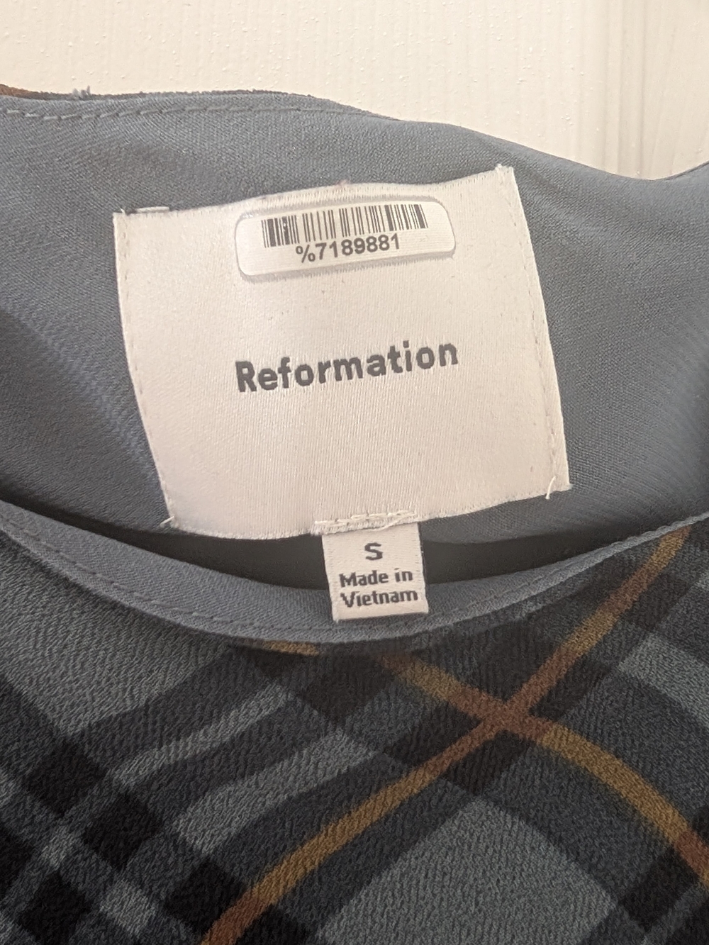 Reformation Slate Blue and Brown Plaid Mini Dress - Picture 2 of 4